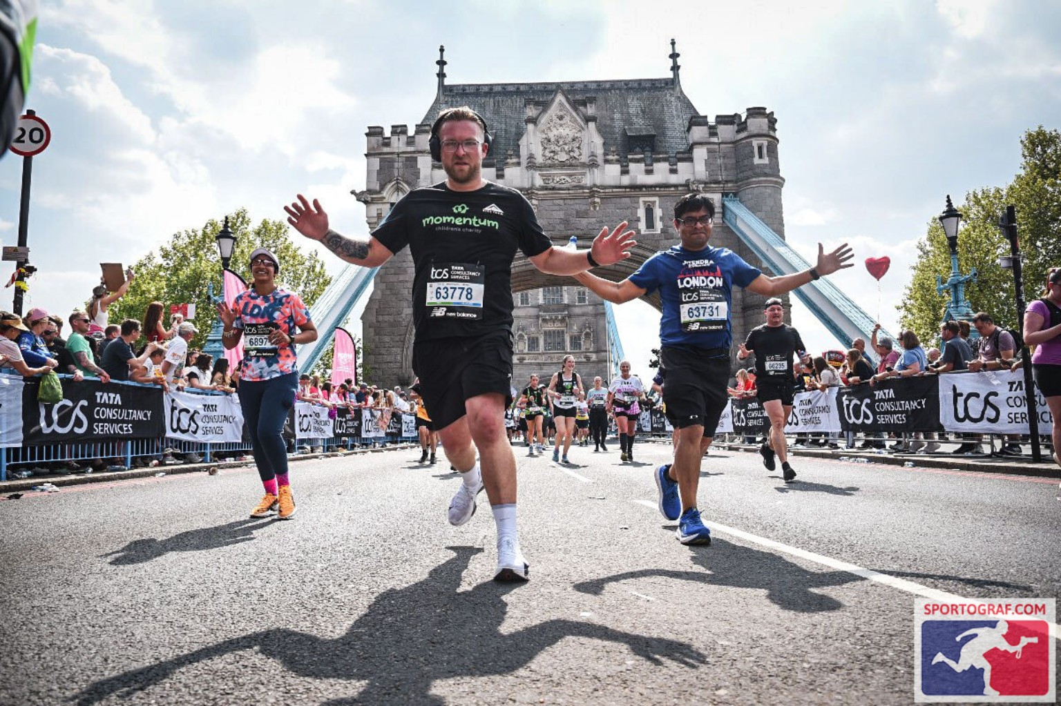 Jitendra running on Tower Bridge during the London Marathon