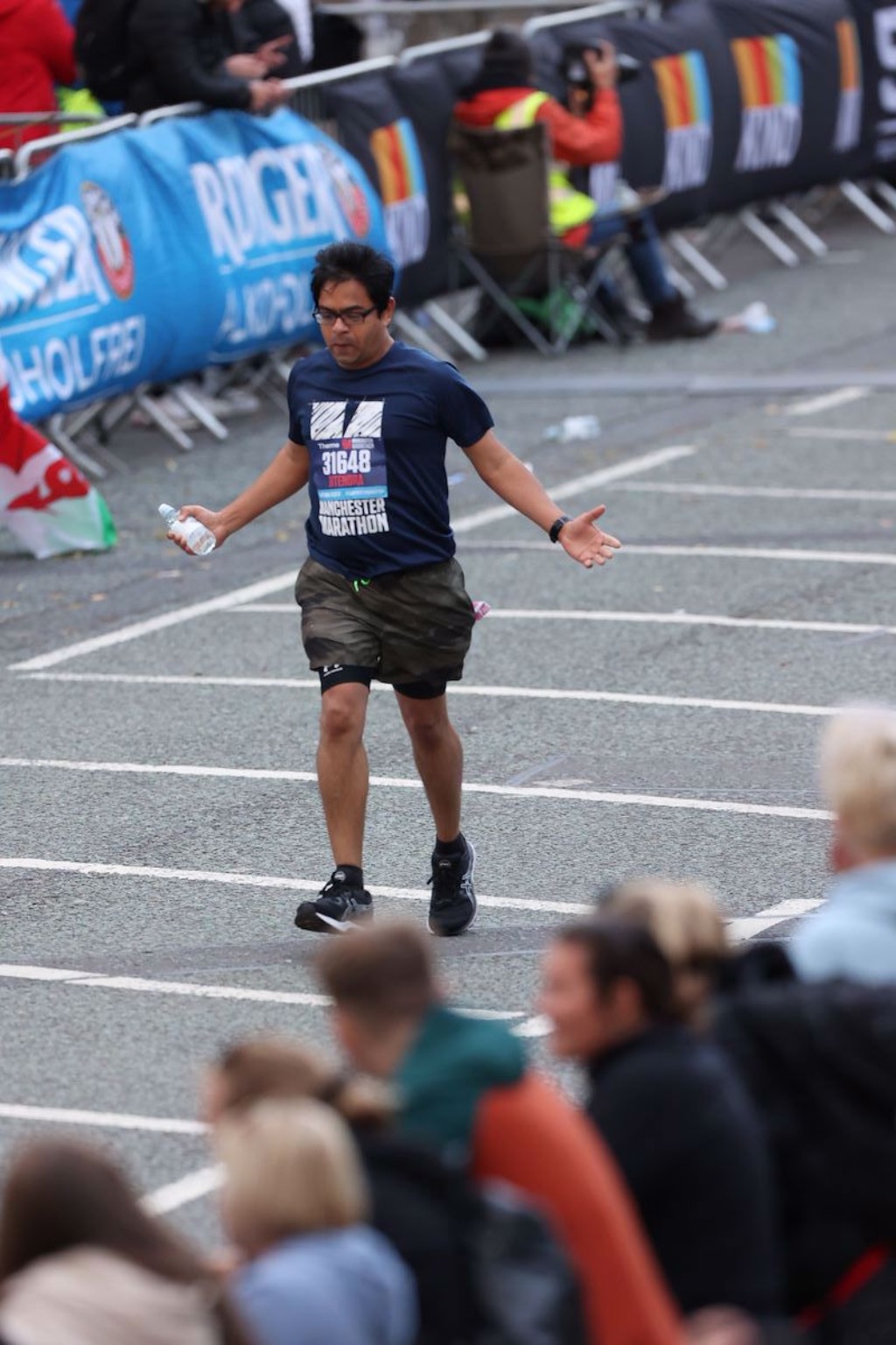 Jitendra at the Manchester Marathon finish area